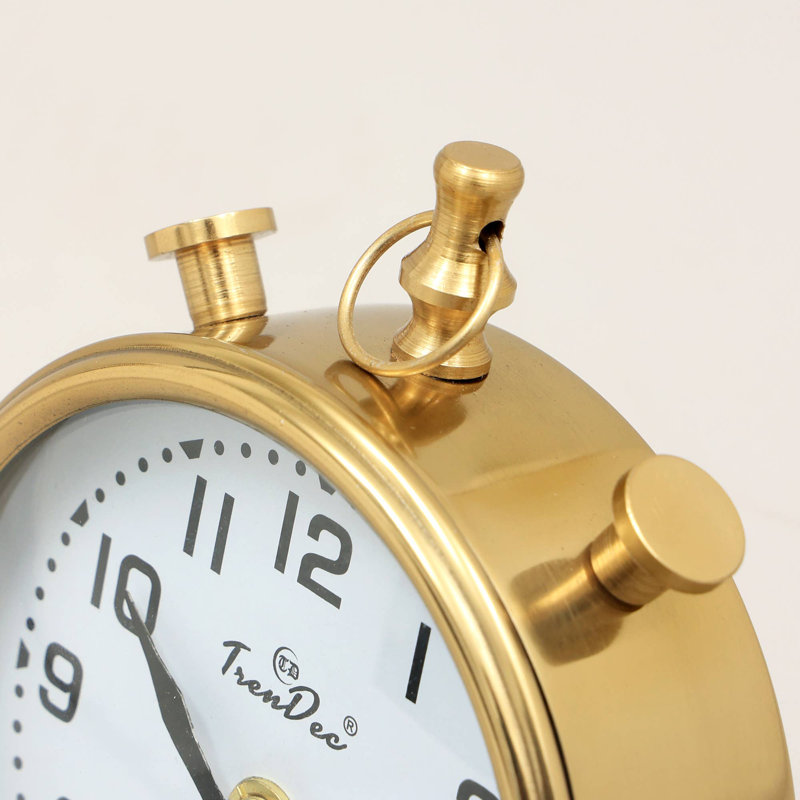 Decorative Desk Clock in Gold Color -Aluminium Table Clock