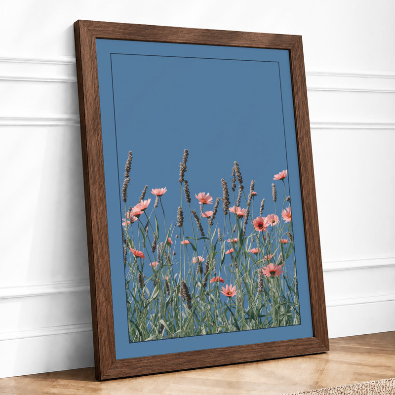 Carnations Against Sky Botanical - Framed Print, A1 - 84.1 x 59.4 cm, Walnut