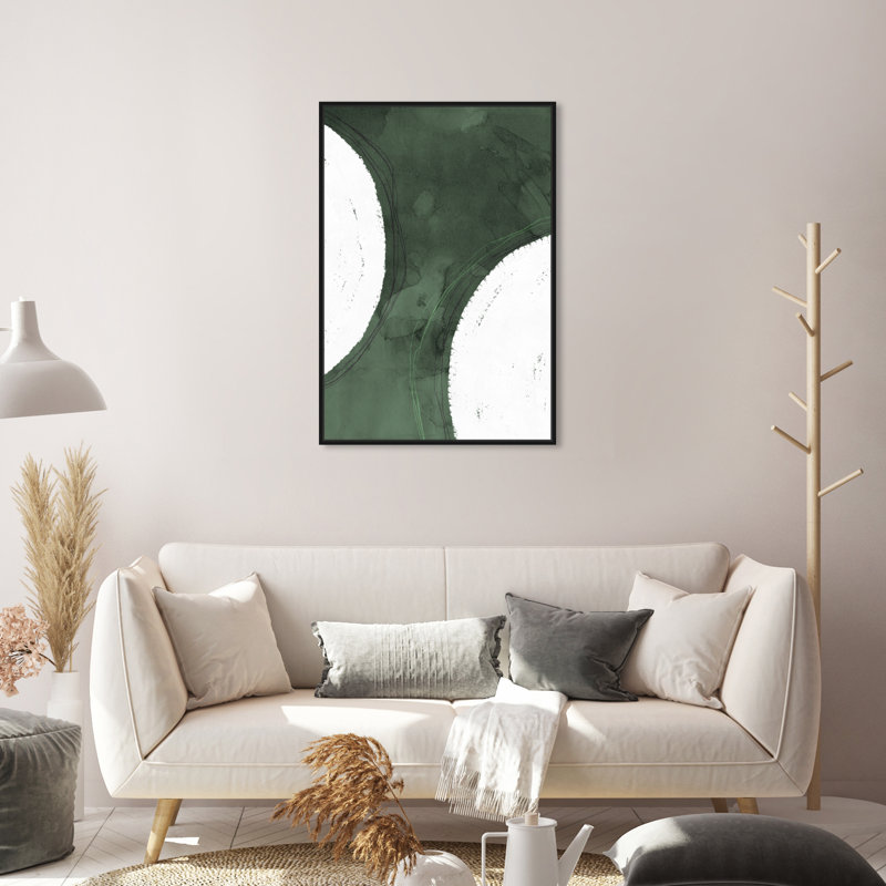 " Abstract Green Moon, Modern & Contemporary Green " by Oliver Gal, Black Framed Canvas, 30" H x 20" W