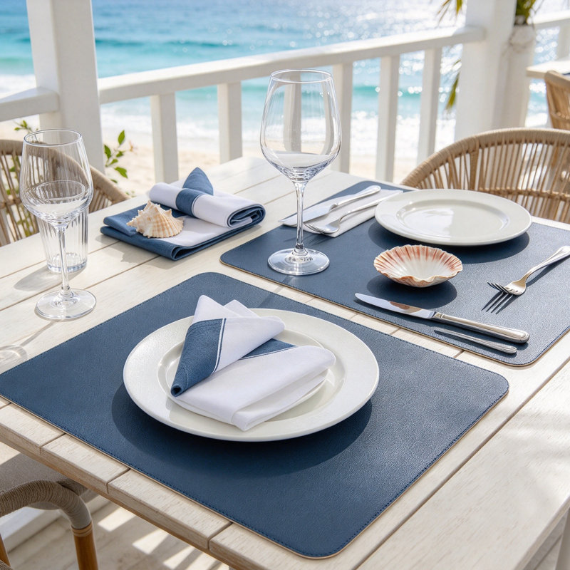 Reversible PU Leather Placemats Set of 6 - Washable