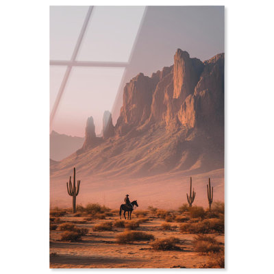 Lone Cowboy Acrylic Print Western Wall Decor by Notoriart, Ready to Hang, 10 x 15