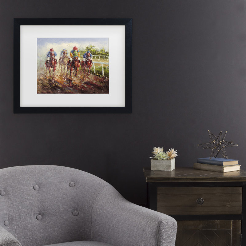 «Kentucky Derby», reproduction sur toile, H 16 po x l 24 po x P 2 po, Cadre noir