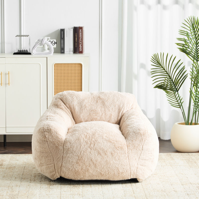Fauteuil à billes beige, incliné, défini, mousse déchiquetée adaptative, doux, idéal pour les séances de détente, design classique, doux, respirant, recyclé, ergonomique