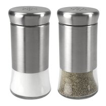 Click n' Spice Salt and Pepper Grinder Set, Spice Grinders, Salt and Pepper  Mill, Shaker, Thumb Press, Stainless Steel, 2 Pack