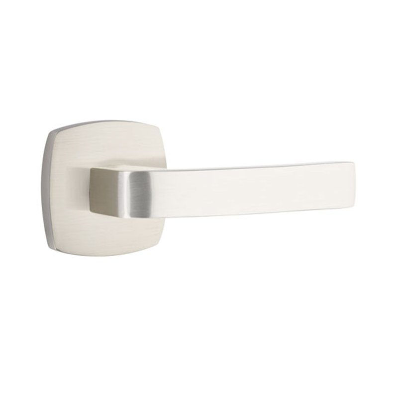 Breslin Flat Passage (Hall & Closet) Door Lever with Square Rosette, Satin Nickel, Right