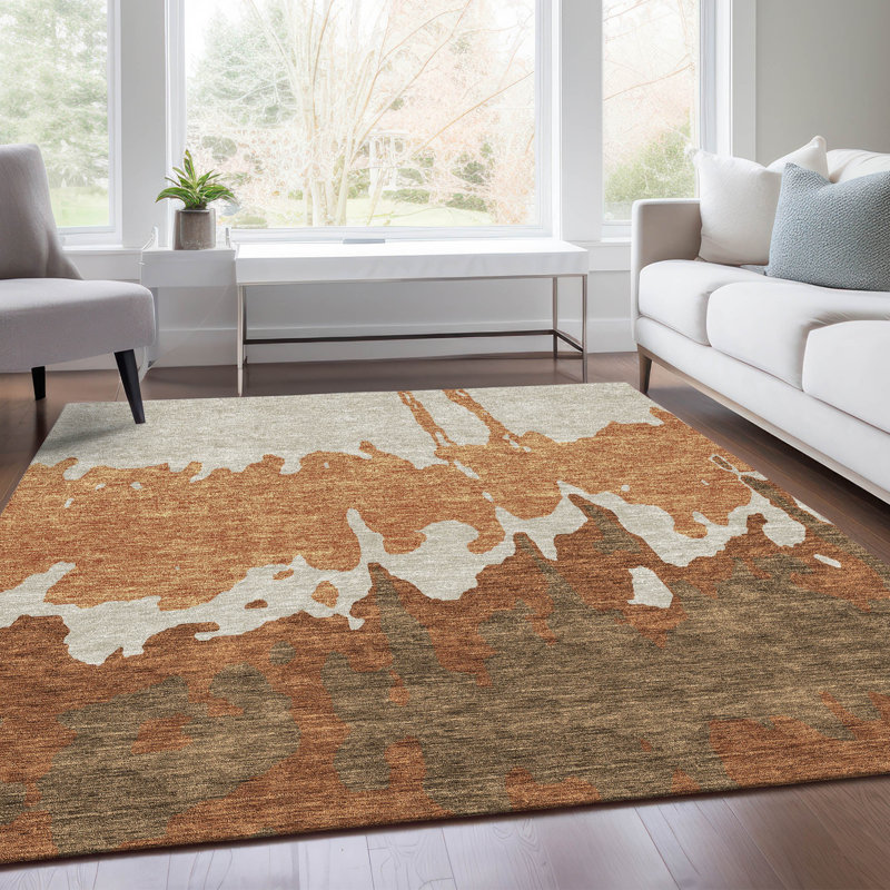 Tapis paprika de qualité supérieure lavable à la machine Prisco, Rectangle 10 pi x 14 pi