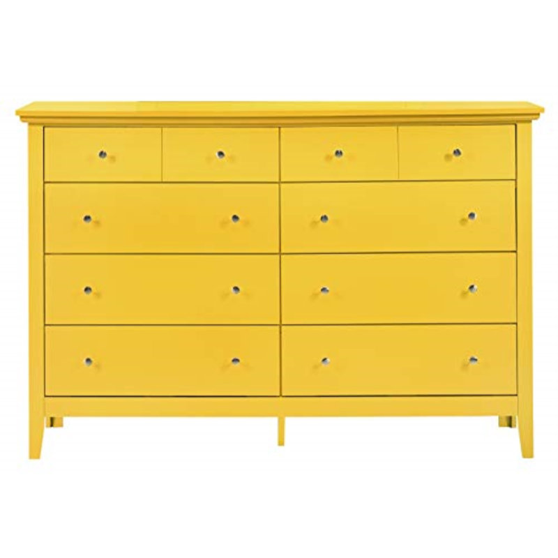 Hammond 8 Drawer 59" Double Dresser, Yellow