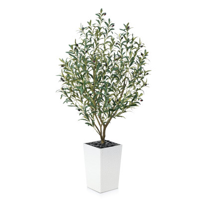 Adcock Artificial Olive Tree for Indoor & Outdoor Home Decor, Faux Olive Tree with Decorative Pot