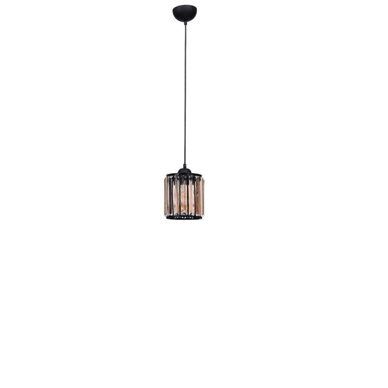 Lustre noir élégant, hauteur réglable, corps en métal et capuchon en verre, 5,1 po x 6,7 po | Plaque de base: 3,9 po x 2,8 po | Douille E27 (40 W maximum) | pour la salle à manger et les espaces de vie, solution d'éclairage élégante