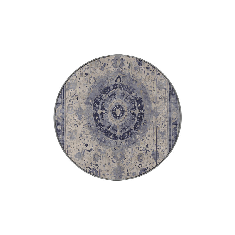 Tapis gris lavable à la machine, Rond 6 pi