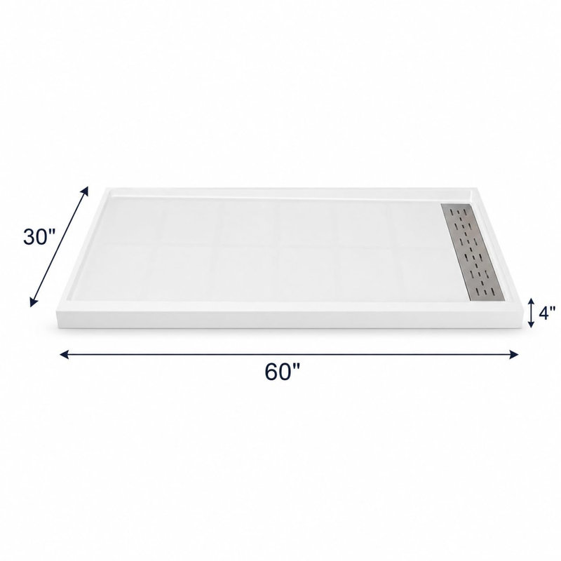 Ensemble de plancher de salle de bain préfabriqué 60 po x 30 po avec panneau de douche antidérapant et base droite en acier inoxydable 304
