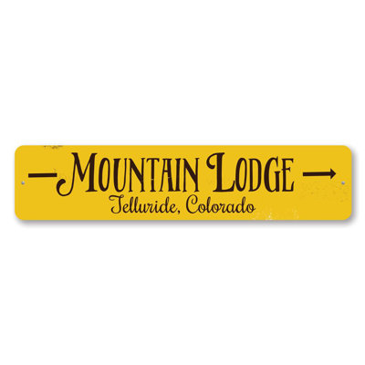 Mountain Lodge Arrow Custom Aluminum Sign