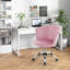 Fauteuil de coiffeuse réglable en velours avec dossier coquillage et roulettes