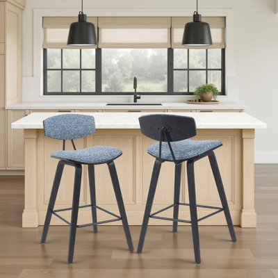 Bilgin Payton Modern Bar or Counter Height Stool with Upholstered Seat and Wood Frame