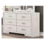 Commode rustique blanche de style transitionnel à 9 tiroirs avec miroir assorti, construction en bois massif et métal, tiroirs à queue d'aronde anglaise avec doublure en feutre et cèdre