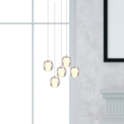 Luminaire suspendu sphère 5 lumières à del grappe Veroniza