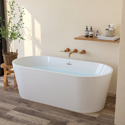 Shangri-La  67" Acrylic Freestanding Bathtub With Chrome Drain and Classic Slotted Overflow Included