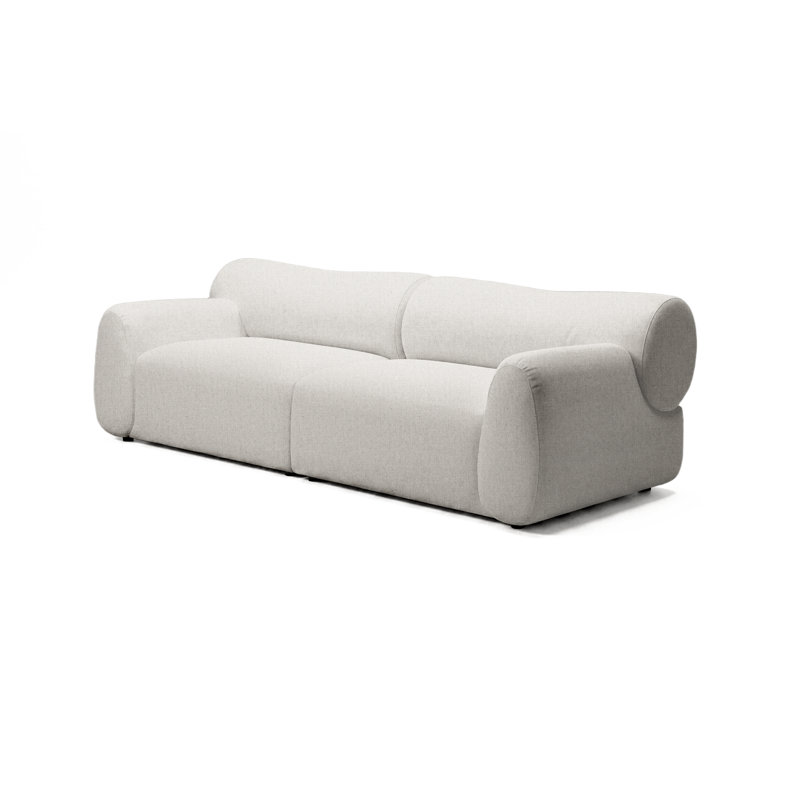 Pebble 87" Deep Seat Upholstered Sectional, High-Resilience Foam Curved Arm Italian Modern Sofa, Seats 2 for Living Room, 87"