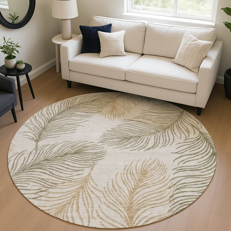 Tapis tropical intérieur / extérieur lavable à la machine Chantille ACN3028, Lin, Rond 8 pi