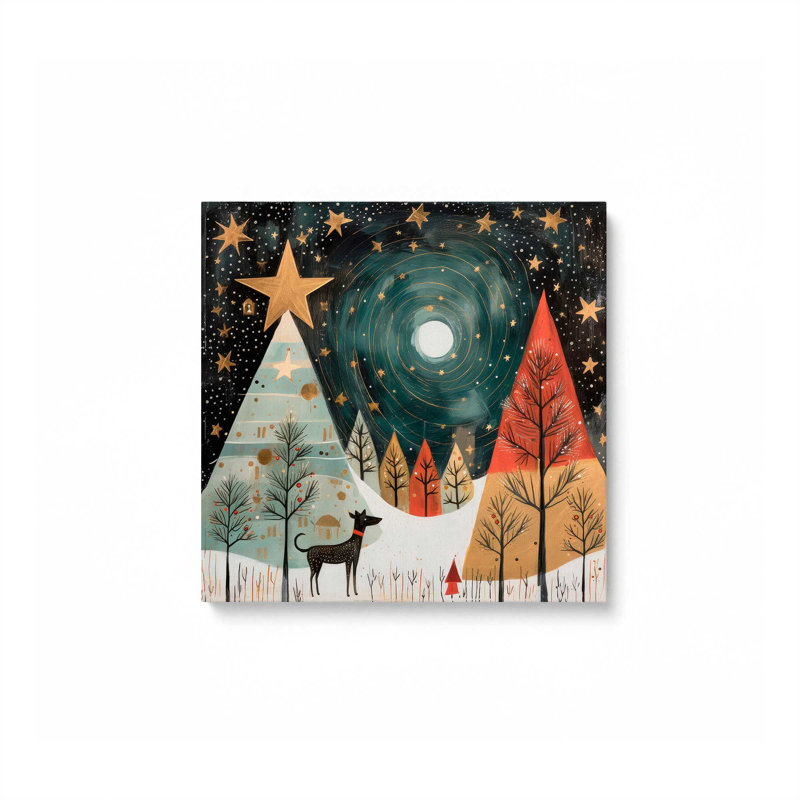 Starry Night Christmas Trees II, reproduction sur toile dans un cadre, Toile tendue, H 12 po x l 12 po x P 1,25 po