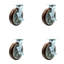 8 Inch Polyurethane Caster Set with Ball Bearings and Brake/Swivel Lock SCC