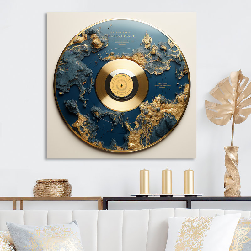 Disque vinyle doré et vert Melody III - Disques vinyle, art mural en métal, H 29 po x l 29 po
