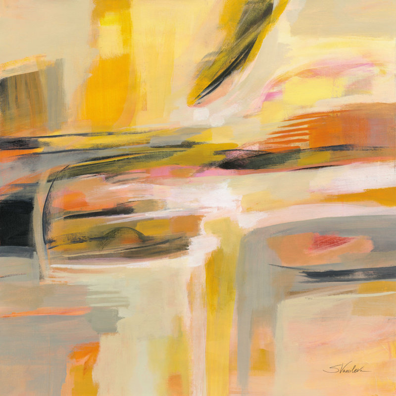 Happy Sunshine - peinture sur toile tendue, H 36 po x l 36 po, Oui, Cadre simple argenté