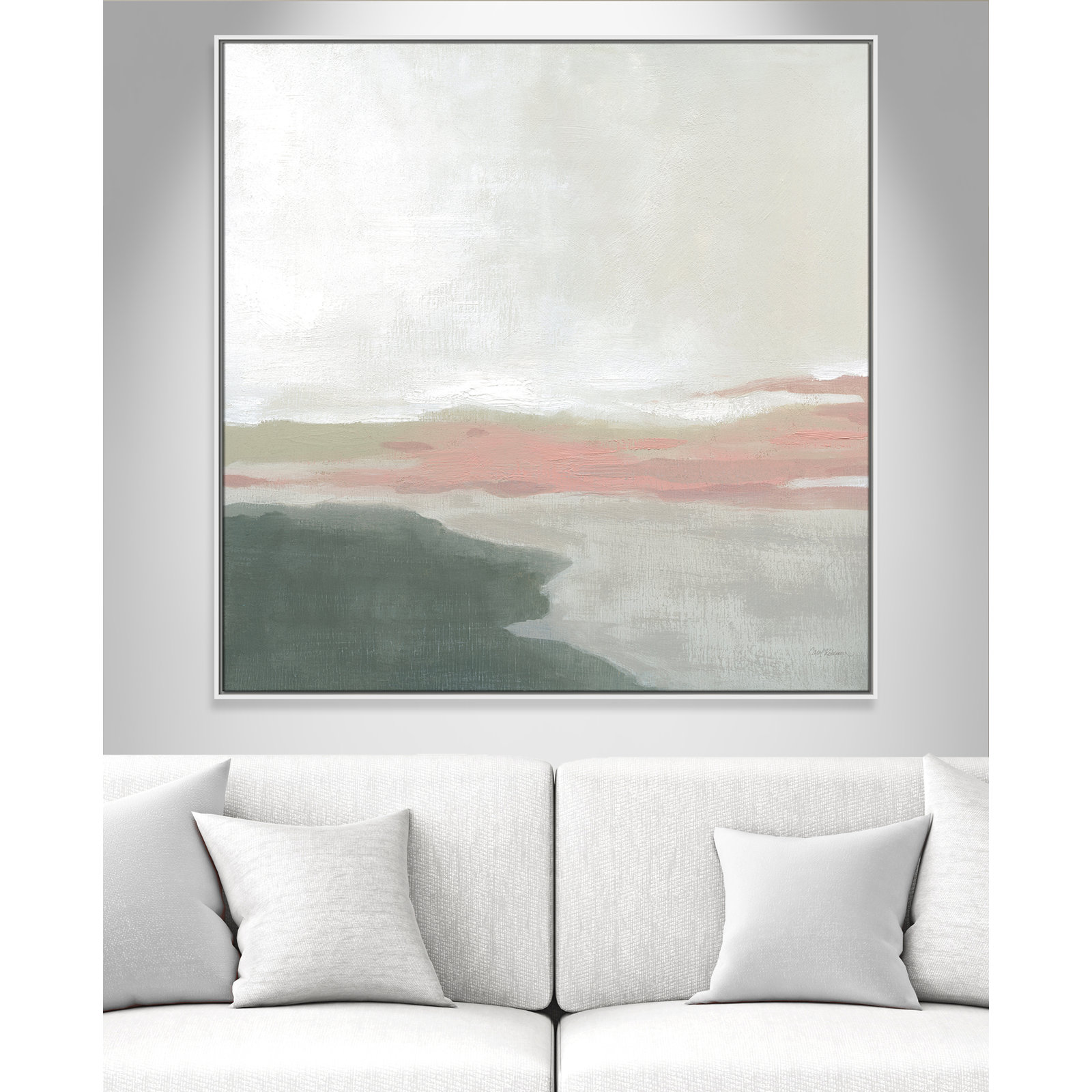 Carley "Still Lake" Painting by Carol Robinson, 46.5" H x 46.5" W x 2" D, White