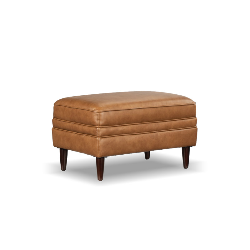 Leyla Genuine Leather 30.31" Ottoman, Honey