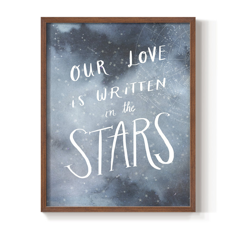 Celestial Love IV Framed Print - Solid Wood, 15" H x 12" W, Walnut