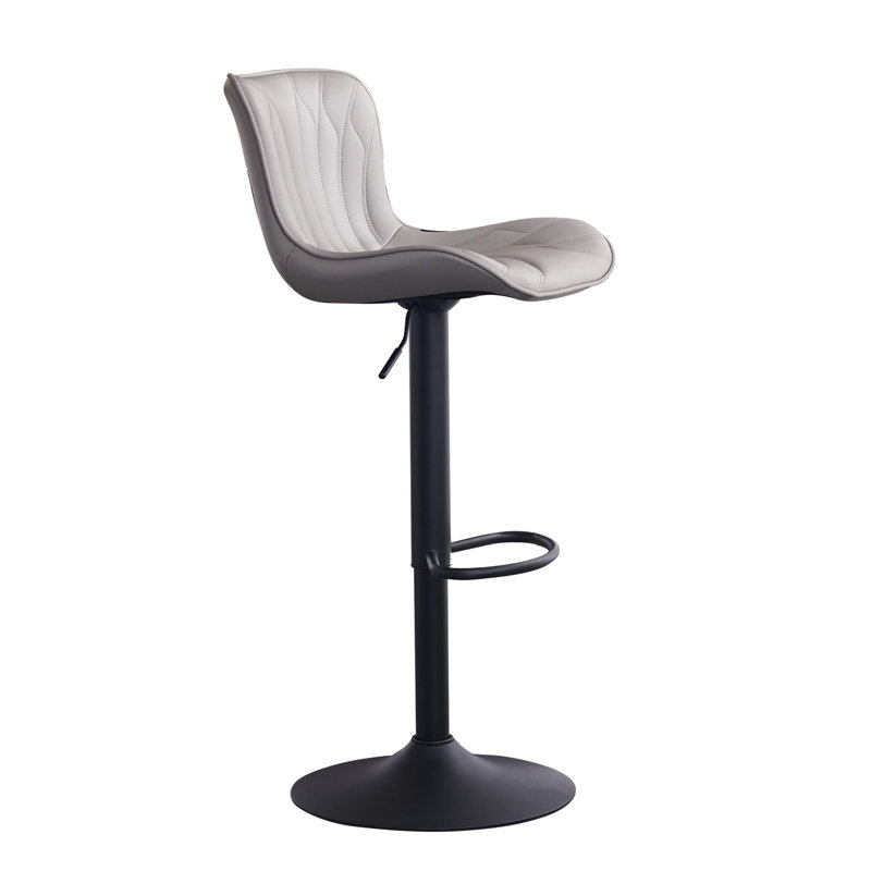 Swivel Upholstered Adjustable Height Counter Stool with Metal Frame, Grey