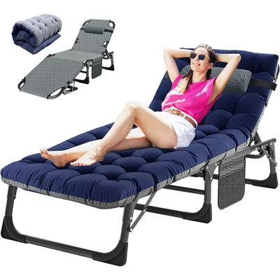 Sleeping Cots with 2 Sided Mattress & Pillow, Folding Camping Cot, Adjustable 5-Position Fold