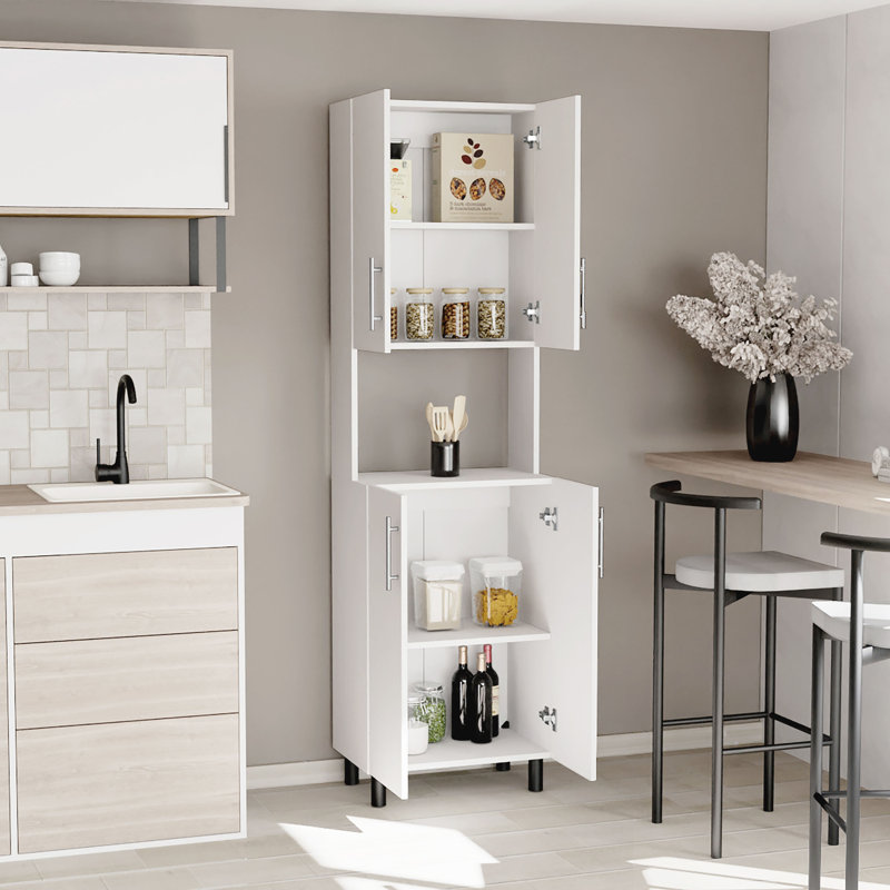 Vergas 76,8" Tall Two Cabinets Kitchen Pantry White