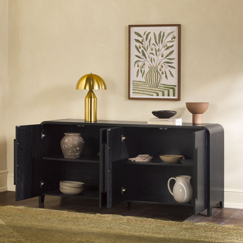 Sitarski Modern Sideboard with Rounded Edges, Black, 30'' H x 64'' W x 20'' D