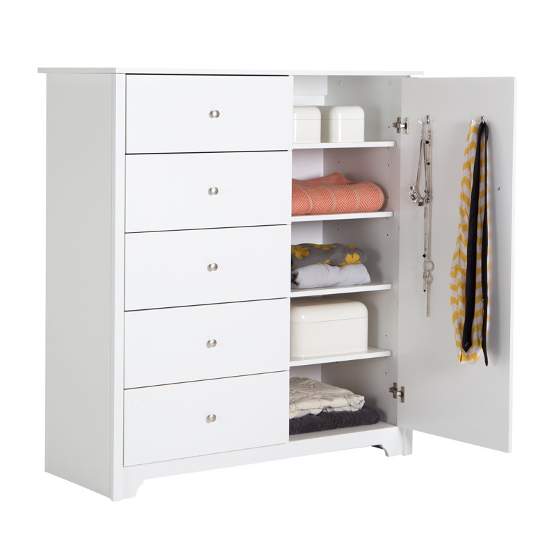 Commode pour homme 5 tiroirs l 47 po Jayra, Blanc