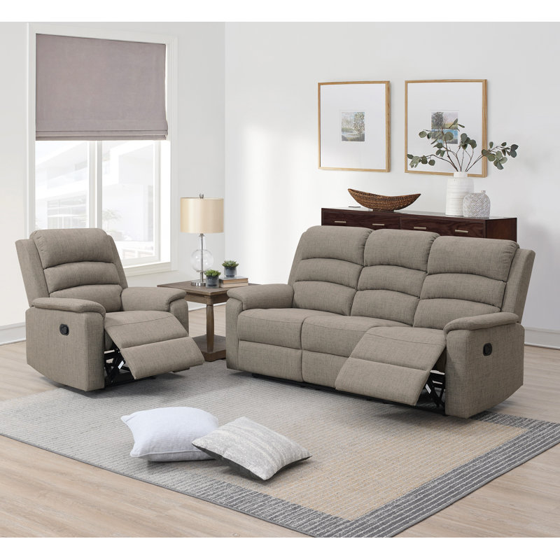 Ensemble de salon inclinable 2 pièces Camdan, Marron clair