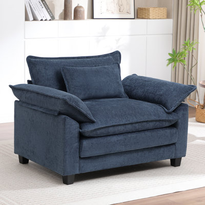 Experience Ultimate Softness with Our Luxurious Oversized Premium Chenille Armchair and a Half, Complete with Accent Pillow