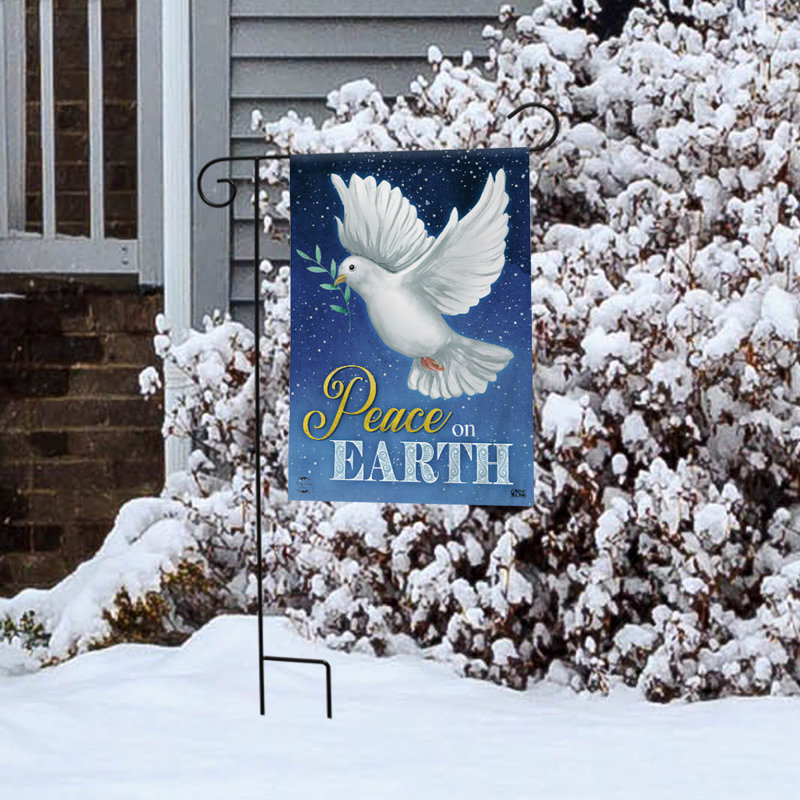 Drapeau de Noël Peace on Earth Dove, Bleu / Blanc / Jaune