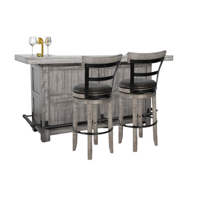 80" Traditional Wood Home Bar with Stools