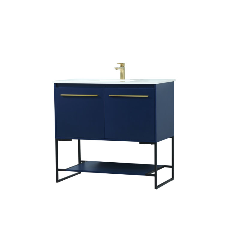 Ensemble de meuble-lavabo simple 36 po Rozell, Bleu