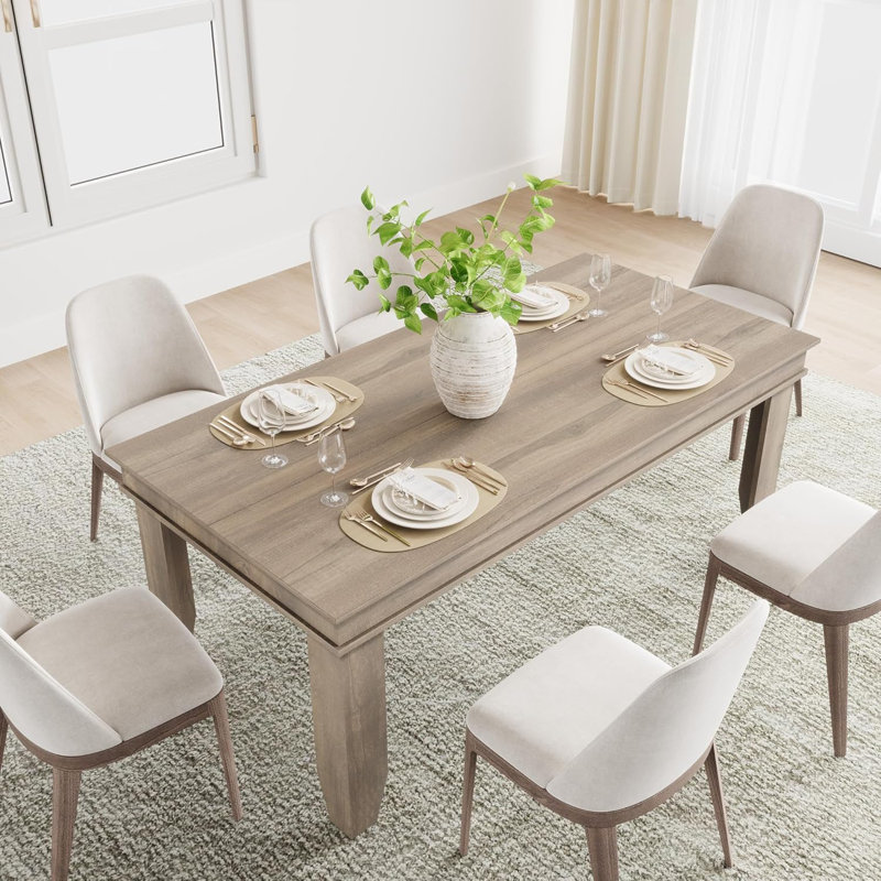 Table de salle à manger Farmhouse pour tables de cuisine longues de 6-8, 71 po avec structure en bois robuste, grande table rectangulaire pour la maison, chêne naturel