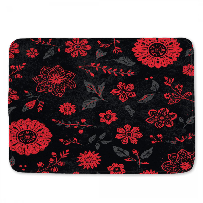 Tapis de bain à motif floral, 34 po L x 21 po L