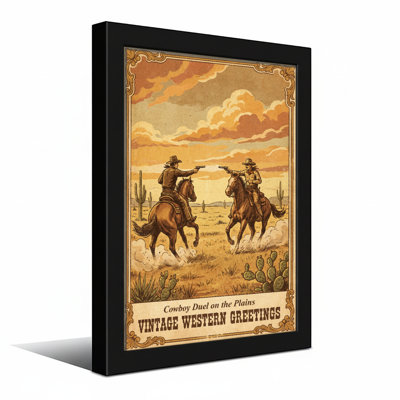 Cowboy «Duel de cow-boy dans les plaines» Salutations occidentales rétro