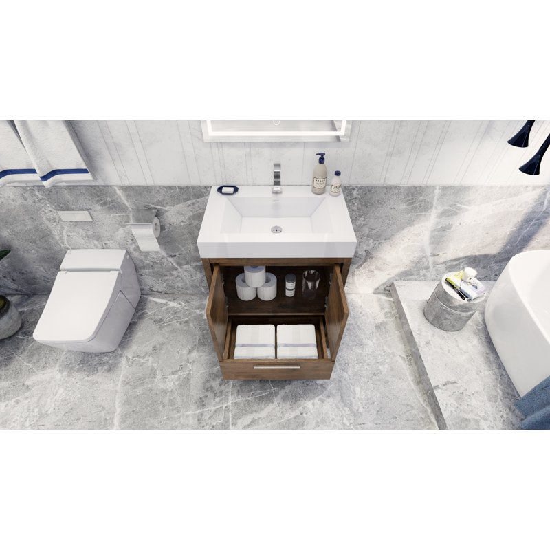 Meuble-lavabo simple 30 po McGavock, Palissandre, Chrome