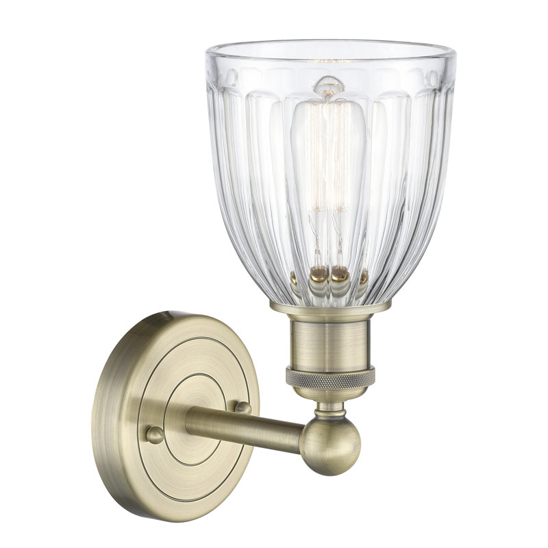 Caroleen Armed Sconce, Clear, Antique Brass