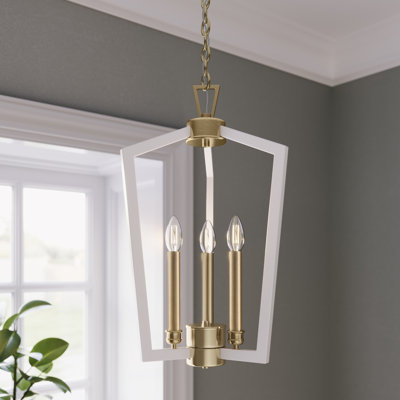 Luminaire suspendu blanc mat / or moderne 3 lumières Millenium Lighting