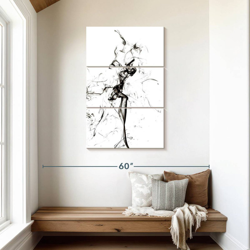 Senne Abstract Black Smoke - The Dancer, 45" H  x 28" W
