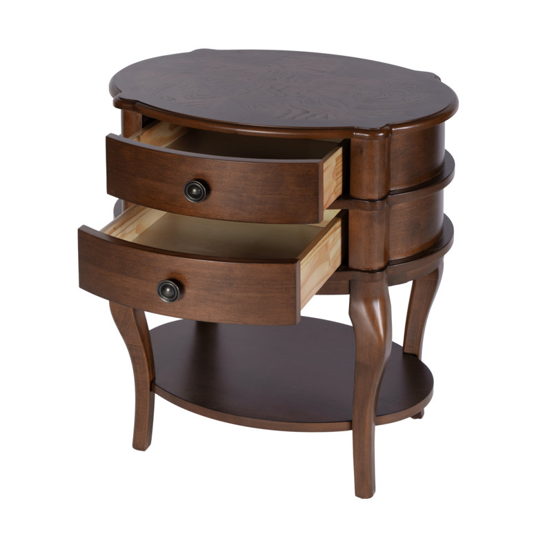 Table d'appoint 2 tiroirs Tara , Brun