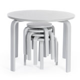 Nordic Toddler and Kids 5 Piece Round Table and Stool Set
