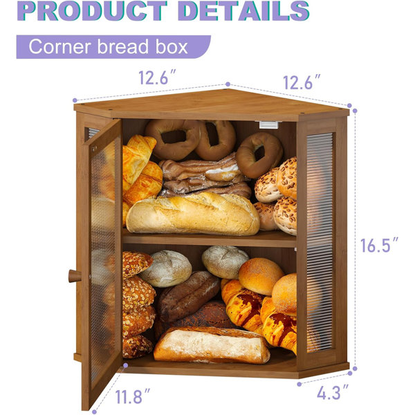 One Allium Way Corner Bread box for Kitchen Countertop,Farmhouse Bread ...